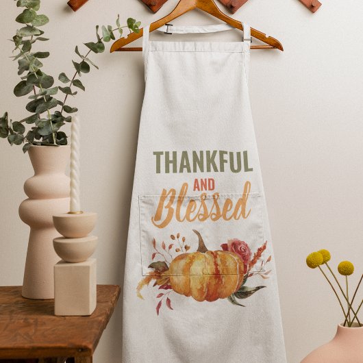 Farblich dankbar und gesegnet mit Kürbisgeschenk Schürze