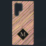Farblich einfache, moderne Monogram Streifen Gold  Samsung Galaxy Hülle<br><div class="desc">Dieses moderne,  farbenfrohe,  abstrakte und elegante Design besticht durch handgezeichnet Streifen in Rosa,  Gelb und Schwarz mit personalisierter Monogram.</div>