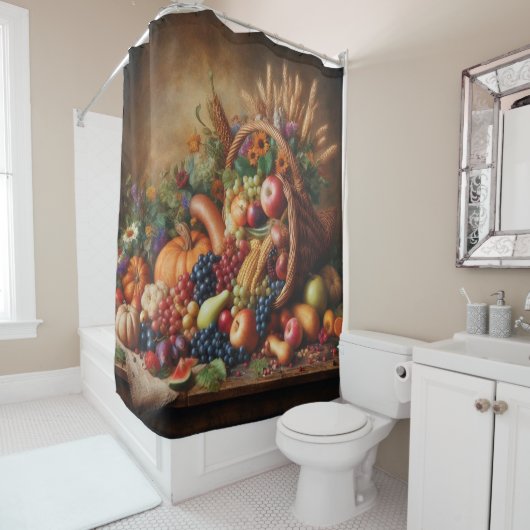 Farblich/Erntedank/Cornucopie/Fall Duschvorhang (Beispiel)