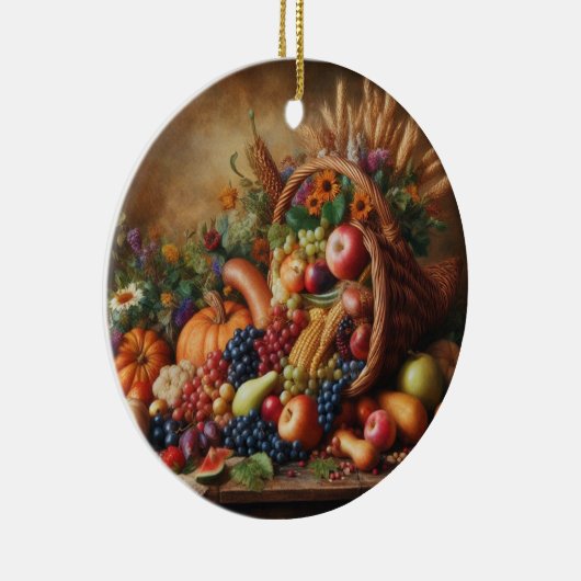 Farblich/Erntedank/Cornucopie/Fall Keramik Ornament (Rechts)