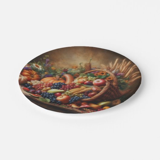 Farblich/Erntedank/Cornucopie/Fall Pappteller (Schrägansicht)