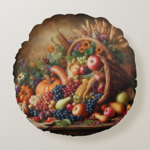 Farblich/Erntedank/Cornucopie/Fall Rundes Kissen