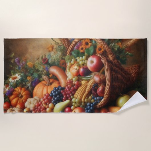 Farblich/Erntedank/Cornucopie/Fall Strandtuch (Vorderseite)