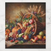 Farblich/Erntedank/Cornucopie/Fall Weinetikett (Einzelnes Label)