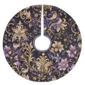 Farblich, extravagant, Lila und Gold Polyester Weihnachtsbaumdecke (Vorderseite)