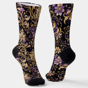 Farblich, extravagant, Lila und Gold Socken