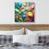 Farblich, flüssig, glänzend, Blasen Leinwanddruck (Insitu (Schlafzimmer))