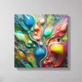 Farblich, flüssig, glänzend, Blasen Leinwanddruck