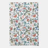 Farblich fröhlich blau Orange grüne Blüte Geschirrtuch (Vertikal)