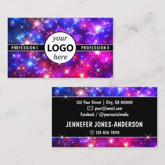 Farblich Galaxy Magic Bright Sparkle Stars Logo Visitenkarte (Vorne/Hinten)