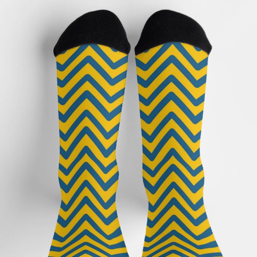 Farblich gelb blau Zickzack modern Zig Zag Socken (Oben)