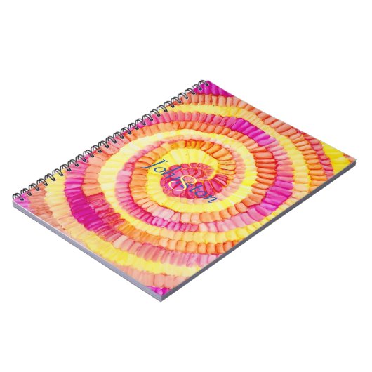 Farblich gelb, orange, rosa Pinwheel personalisier Notizblock (Linke Seite)