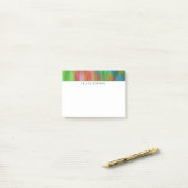 Farblich gestreifter Brauch Post-it Klebezettel (Auf Schreibtisch)