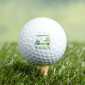 Farblich Grün & Gelb Golf Cart Custom Golfball (Insitu T-Shirt)
