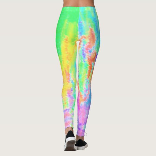 Farblich helle Farben Grün Türkis Rosa Orange Leggings (Rückseite)