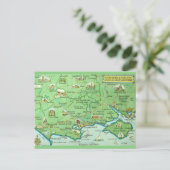 Farblich Illustrierte Karte Hampshire England (Stehend Vorderseite)