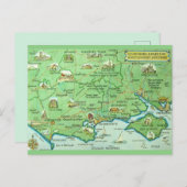 Farblich Illustrierte Karte Hampshire England (Vorne/Hinten)