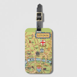 Farblich Illustrierte Karte von London England Gepäckanhänger