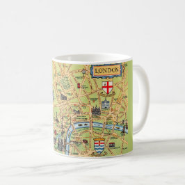 Farblich Illustrierte Karte von London England Kaffeetasse