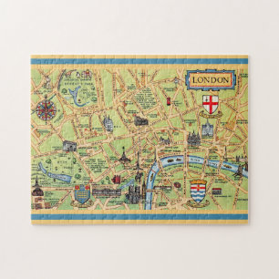Farblich Illustrierte Karte von London England Puzzle