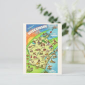 Farblich Illustriertes Wisconsin Postkarte (Stehend Vorderseite)