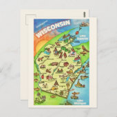 Farblich Illustriertes Wisconsin Postkarte (Vorne/Hinten)