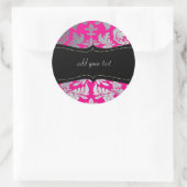 Farblich/Imitat silber BarockDamast, heißrosa Runder Aufkleber (Tasche)