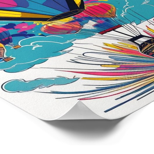 Farblich Inspirierend Heißluftballon-Design Poster (Ecke)