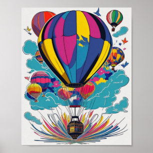 Farblich Inspirierend Heißluftballon-Design Poster