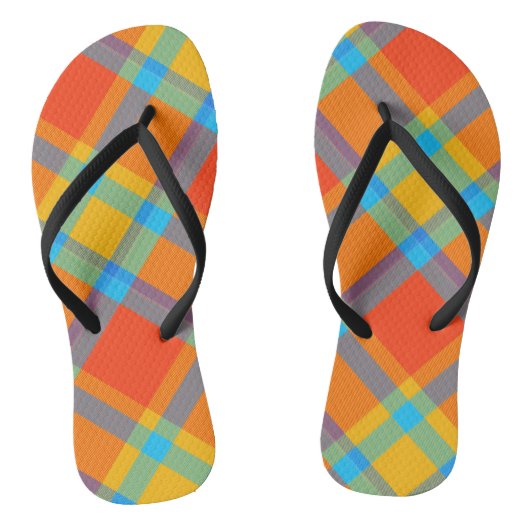 Farblich kontrollierte Karierte Flip Flops Badesandalen (Fußbett)