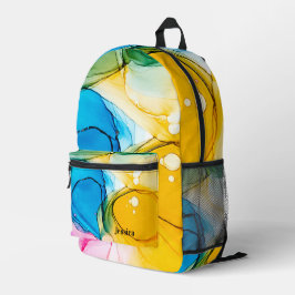 Farblich marmorierter Alkoholtink - individueller  Bedruckter Rucksack