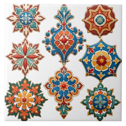 Farblich, marokkanisch, mosaik, fliese (Vorderseite)