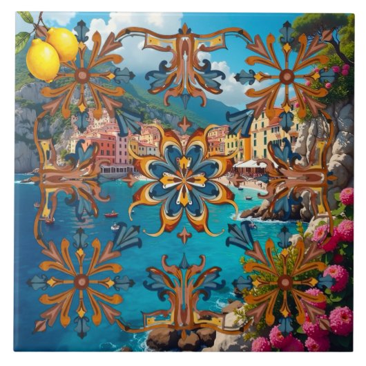 Farblich, mediterran, mosaik, blau, neutral, fliese (Vorderseite)