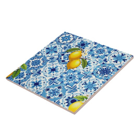 Farblich, mediterran, mosaik, blau, Zitrone, Fliese (Seite)