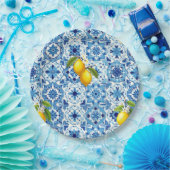 Farblich, mediterran, mosaik, blau, Zitrone, Pappteller (Party)