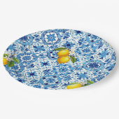 Farblich, mediterran, mosaik, blau, Zitrone, Pappteller (Schrägansicht)