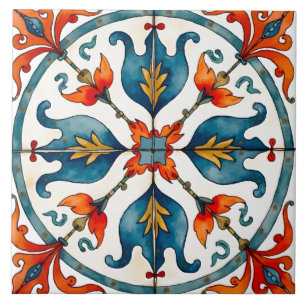 Farblich, mediterran, mosaik, fliese