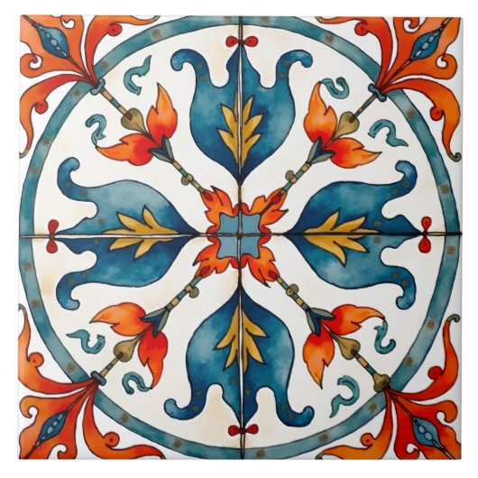 Farblich, mediterran, mosaik, fliese (Vorderseite)
