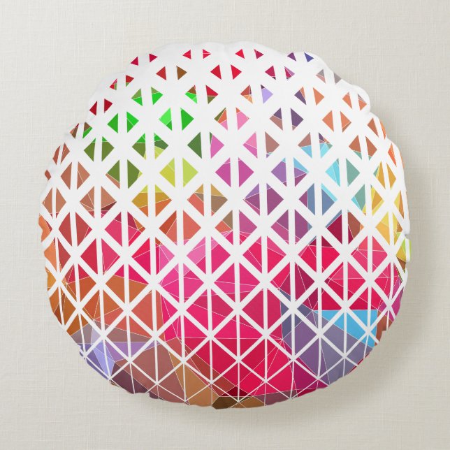 Farblich mit geometrischem Muster Rundes Kissen (Vorderseite)
