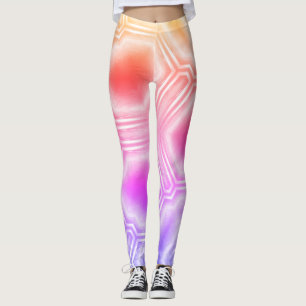 Farblich, moderne Geometrie in Rosa und Orange Leggings