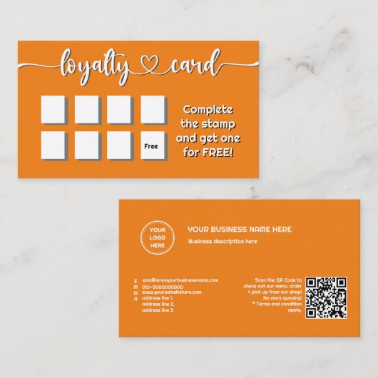 Farblich orangefarbene hinzufügen QR-Code für Ihr  Treuekarte (Vorne/Hinten)