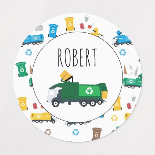 Farblich Recycelnd Garbage Trucks & Bins Etiketten (Design 2)
