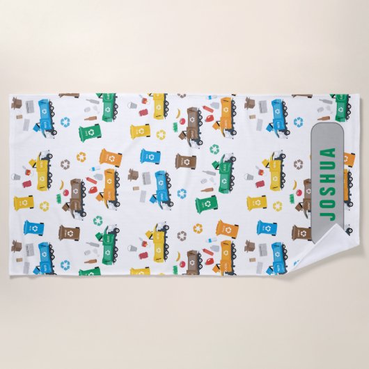 Farblich Recycelnd Garbage Trucks & Bins Strandtuch (Vorderseite)