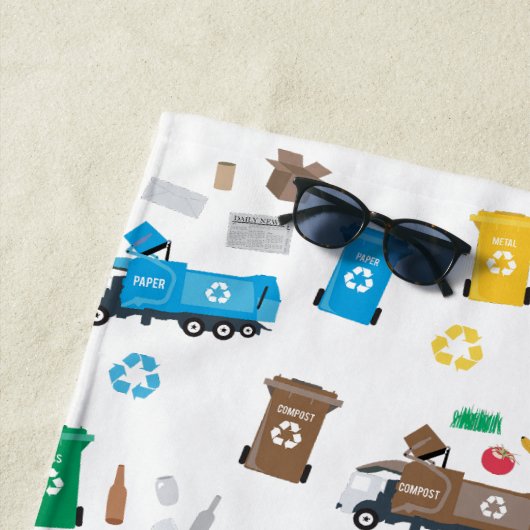 Farblich Recycelnd Garbage Trucks & Bins Strandtuch (Beispiel)