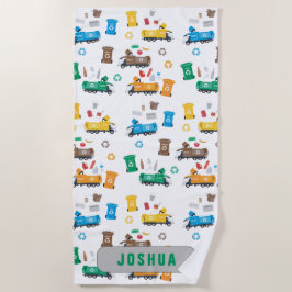 Farblich Recycelnd Garbage Trucks & Bins Strandtuch