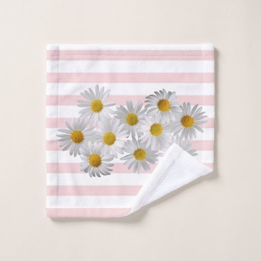 Farblich, romantisch, Streifen, Blume Badhandtuch Set (Waschlappen)