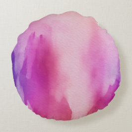 Farblich rosa und Lila Wasserfarbe Positiver Berei Rundes Kissen