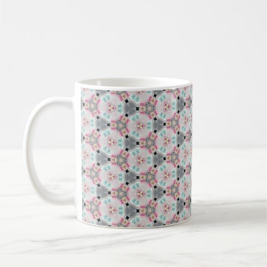 Farblich, ruhig, Retro-rosa Muster Kaffeemaschine Kaffeetasse (Links)