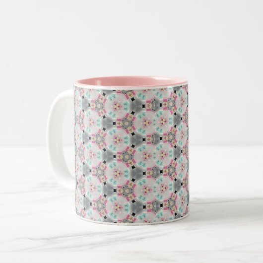 Farblich, ruhig, Retro-rosa Muster Kaffeemaschine Zweifarbige Tasse (Vorderseite Links)