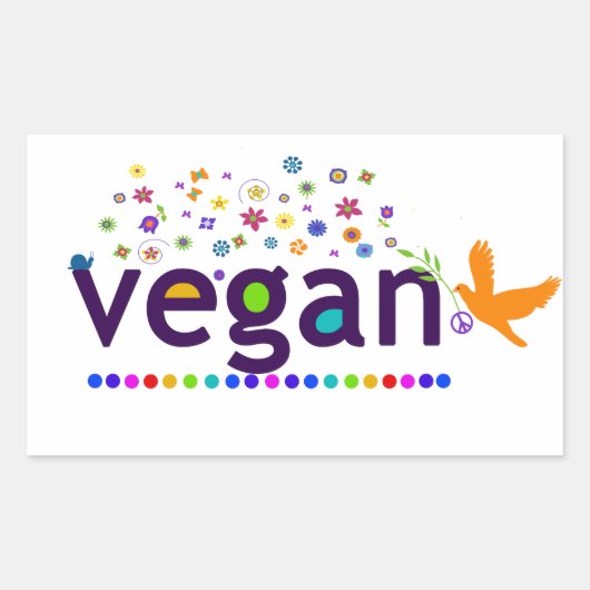 Farblich Vegan Rechteckiger Aufkleber (Vorderseite)